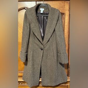 Soft Surroundings Tweed Full Length Coat Button Front Size Medium